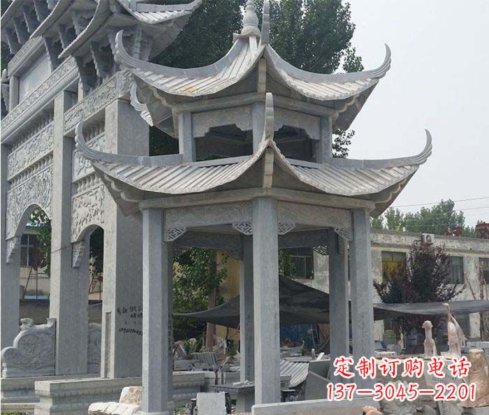 潍坊园林双层石雕凉亭
