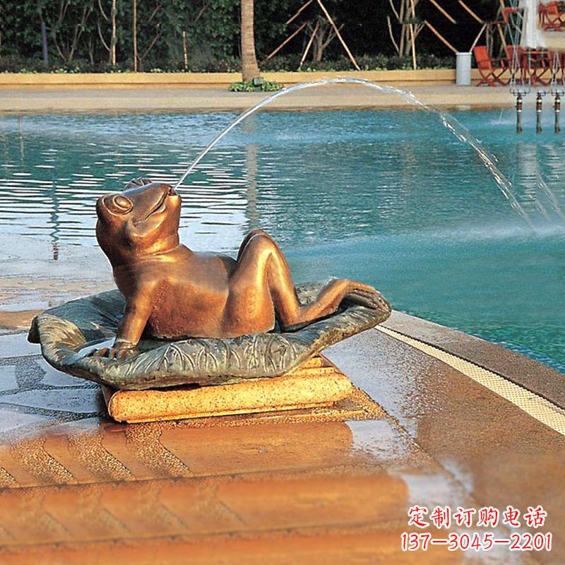 潍坊园林水景池塘游泳馆喷水青蛙铜雕塑