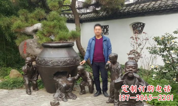 潍坊园林司马光砸缸铜雕 (2)