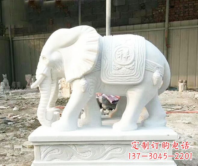 潍坊招财动物汉白玉大象石雕 (3)