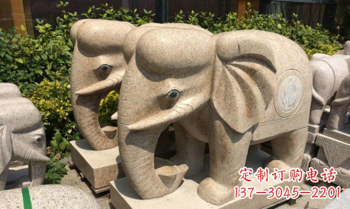 潍坊招财进宝砂岩大象石雕