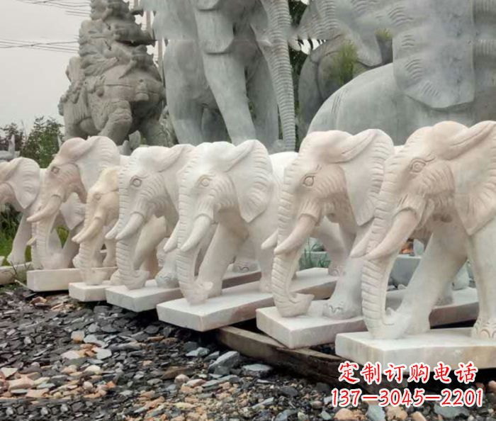潍坊招财晚霞红大象石雕 (3)