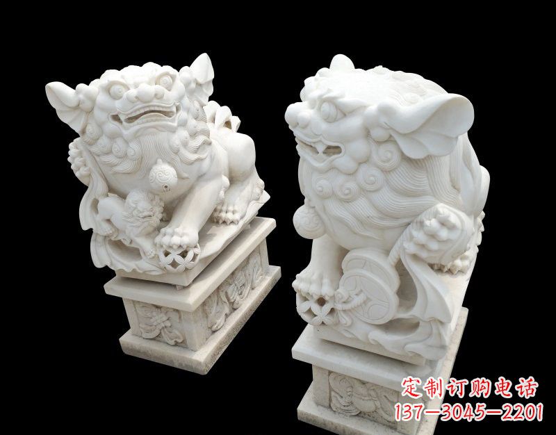 潍坊招财献钱狮子石雕