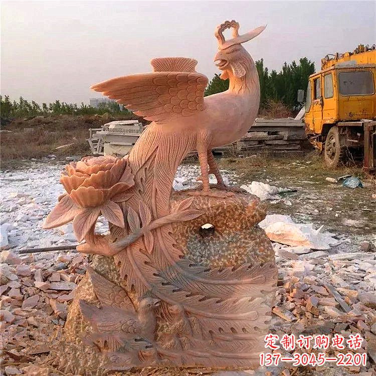潍坊中国古代传说中的瑞鸟凤凰牡丹石雕