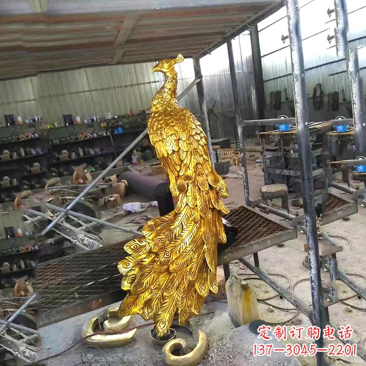 潍坊中国古代传说中的瑞鸟凤凰鎏金铜雕