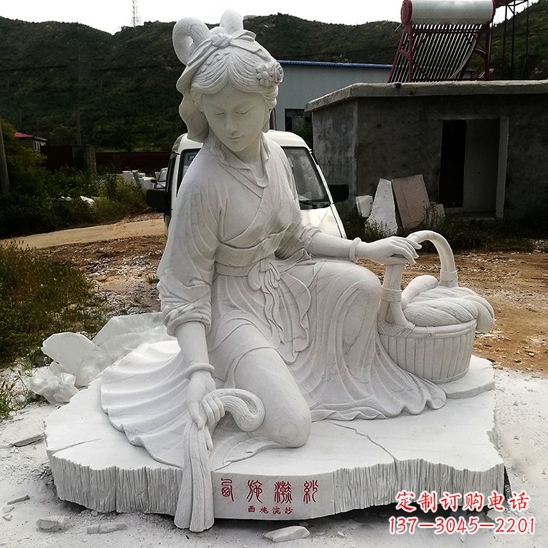 潍坊中国古代四大美女之西施汉白玉石雕塑