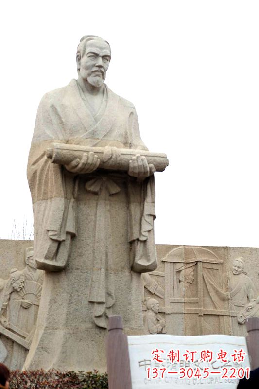 潍坊中国历史名人北宋绘画大师清明上河图画家张择端汉白玉石雕像