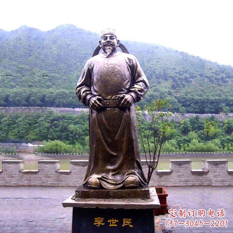 潍坊中国历史名人唐初著名帝王李世民铸铜雕像
