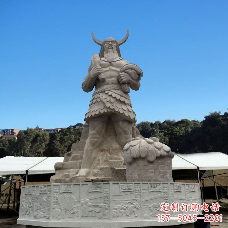 潍坊中国上古人物人文初祖汉白玉神农雕像