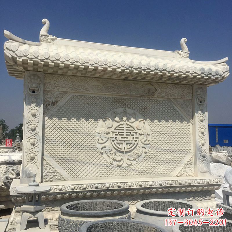 潍坊中式庭院影壁石雕-中国古建大门萧墙