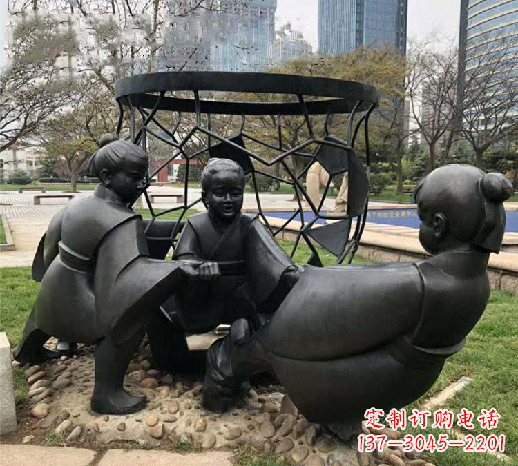潍坊铸铜公园司马光砸缸儿童雕塑