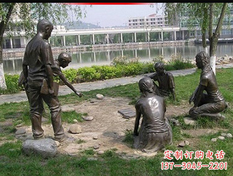 潍坊铸铜老师和学生雕塑