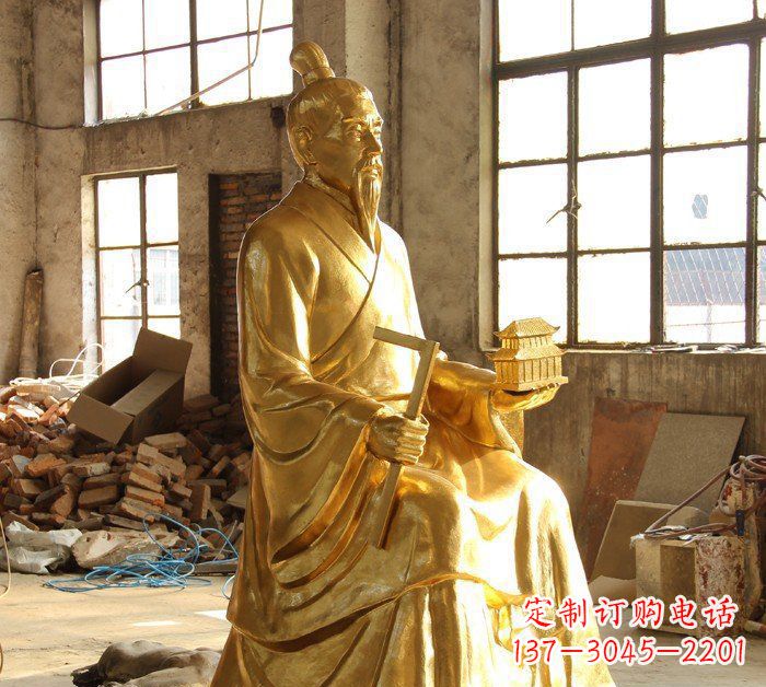 潍坊铸铜鲁班古代人物铜雕
