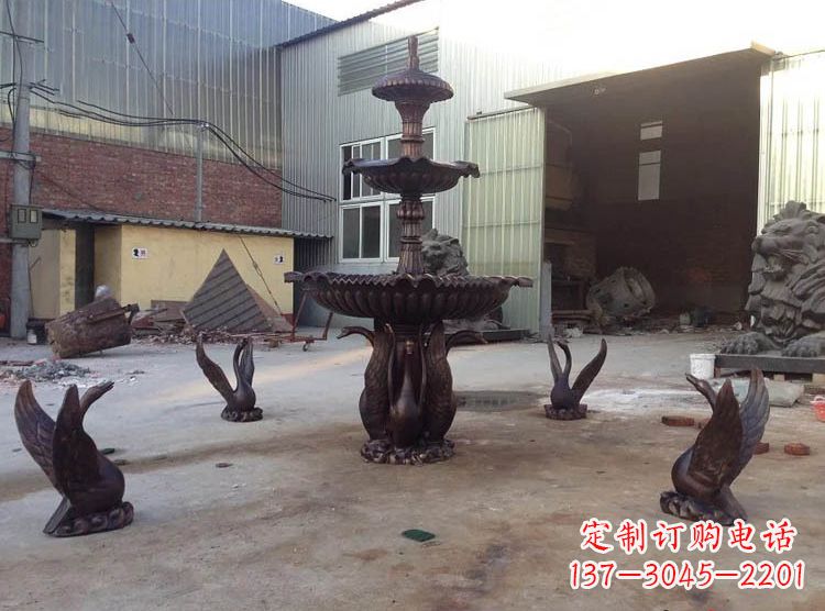 潍坊铸铜天鹅喷泉雕塑
