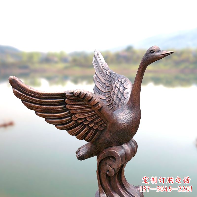 潍坊铸铜天鹅景观摆件
