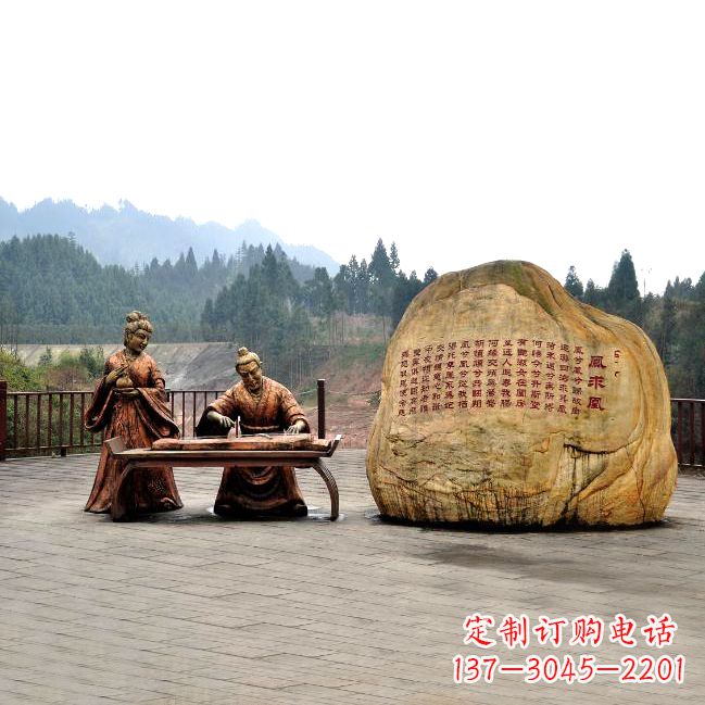 潍坊卓文君与司马相如凤求凰公园景观雕塑-历史典故人物情景雕塑