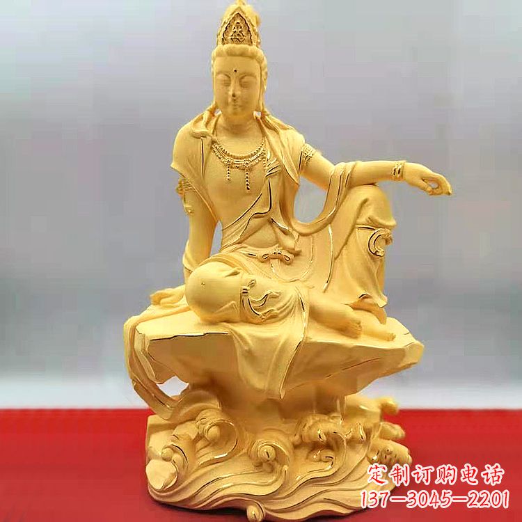 潍坊自在观音纯铜镀金雕塑