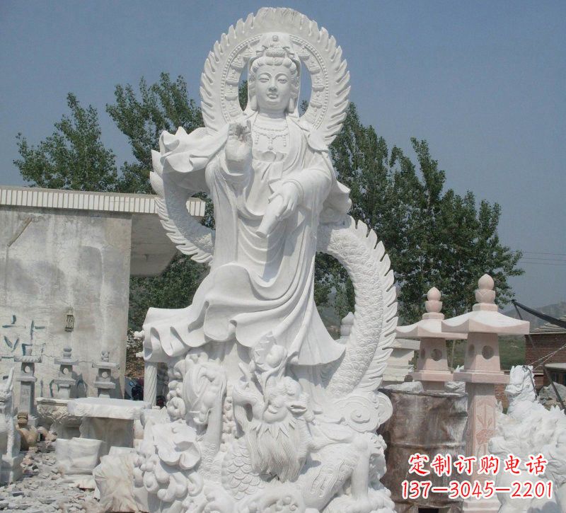 潍坊宗教庙宇乘龙观音石雕