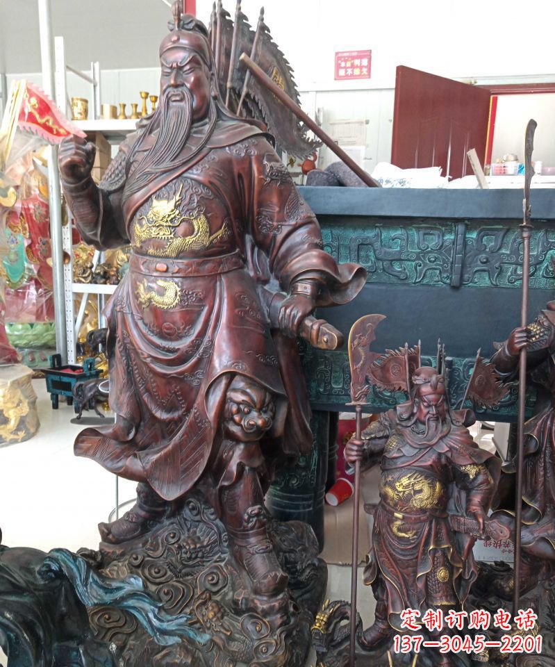 潍坊宗教庙宇关公武财神铜雕