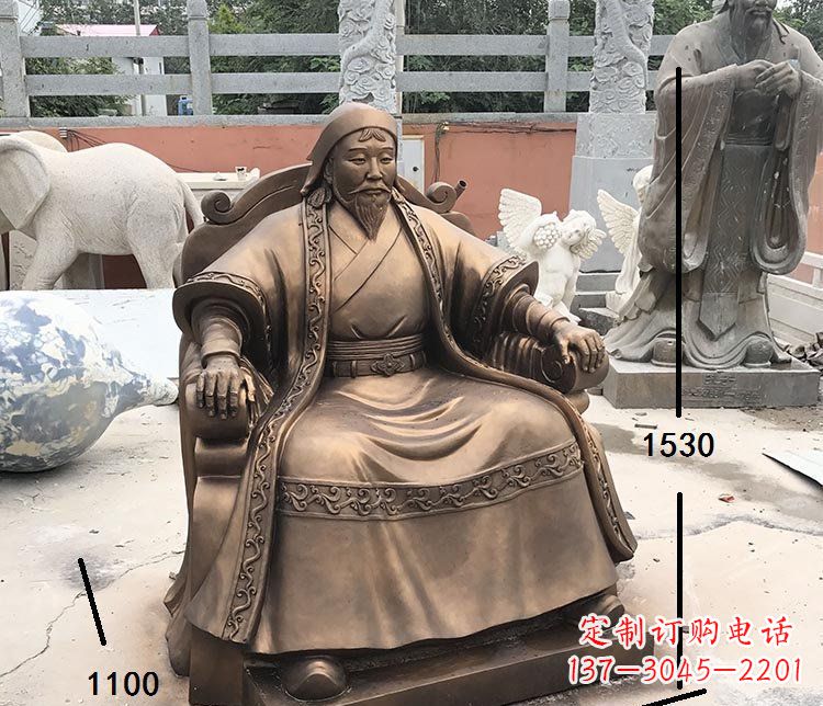 潍坊坐式成吉思汗铜雕 (2)