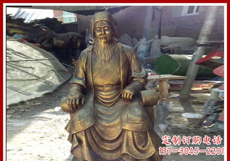 潍坊坐式成吉思汗铜雕