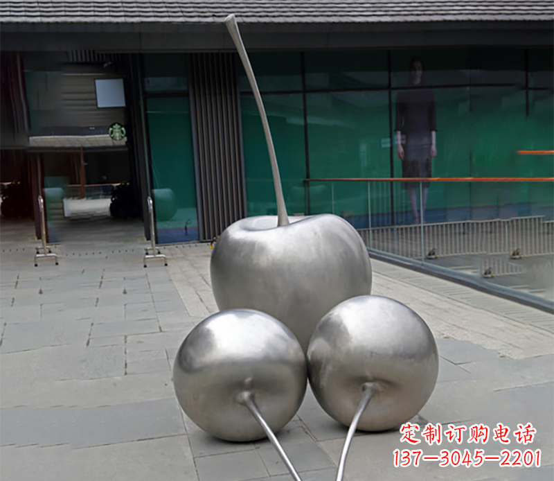 潍坊实心不锈钢苹果雕塑 